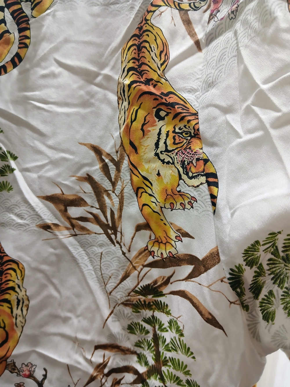 Cactus Man White Shirt with Green & Brown Tropical Print - Picture 3 of 6